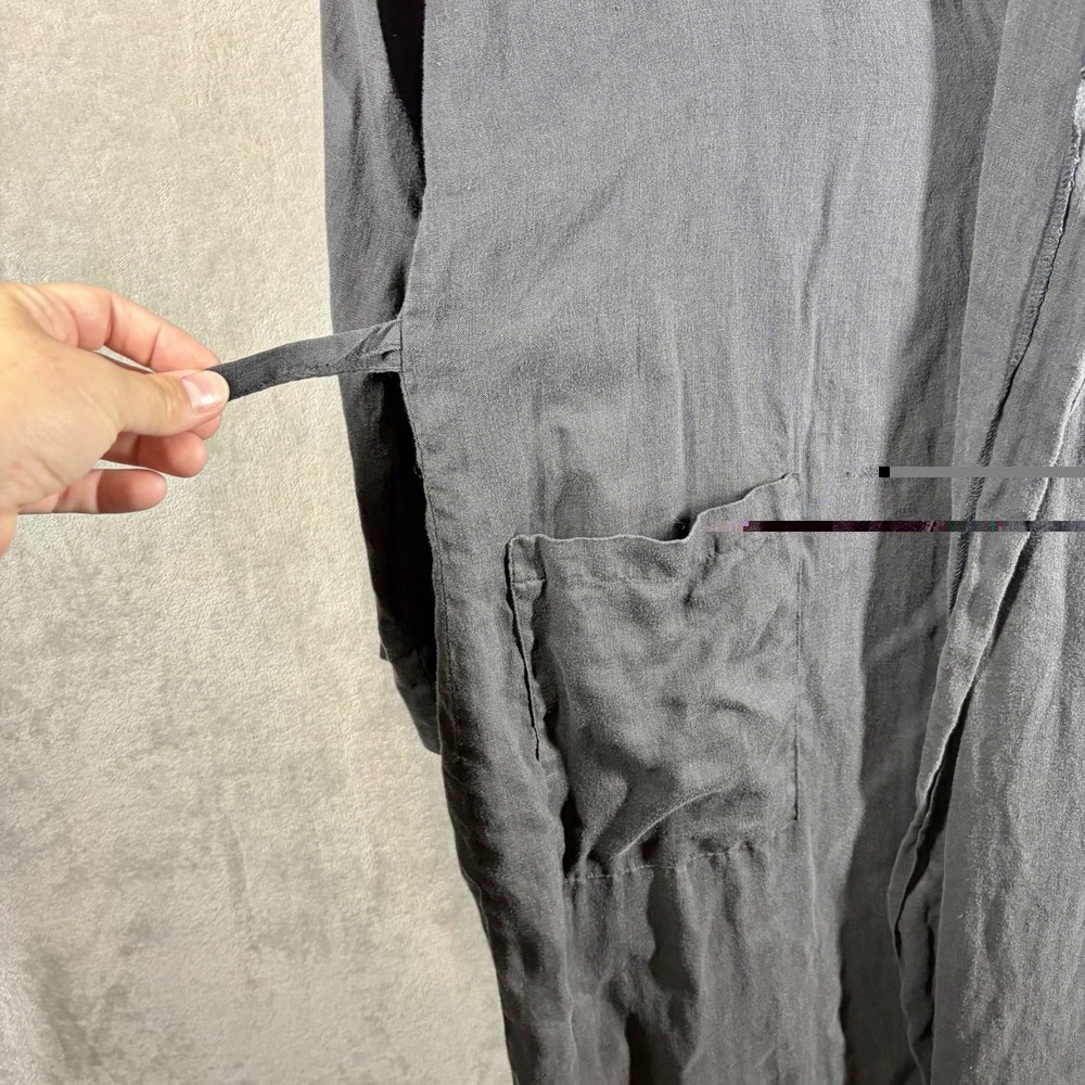Vintage Flax Jeanne Engelhart Grey Linen Robe Size L -No Belt- Lagenlook Natural - Picture 2 of 6